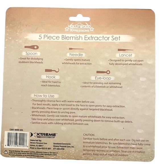 NWT 5 Piece Blemish Extraction Set Extractor Popper Tool Acne Removal Kit - Picture 2 of 2